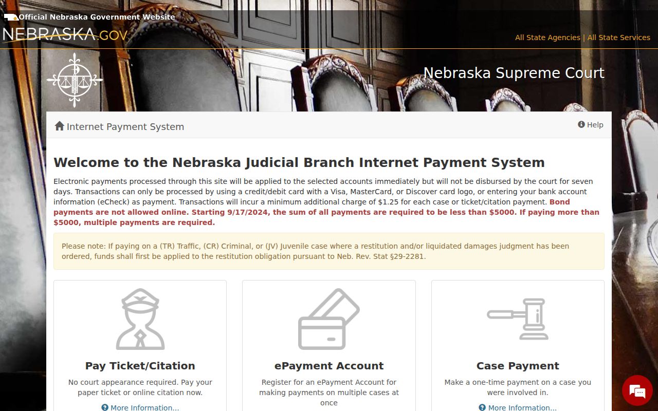 Nebraska court ePayments options