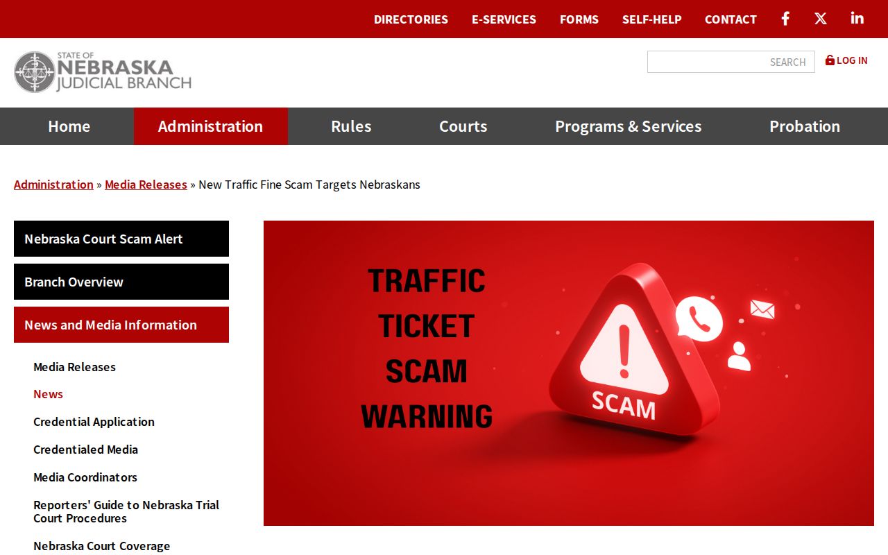 Nebraska traffic fine scam alert