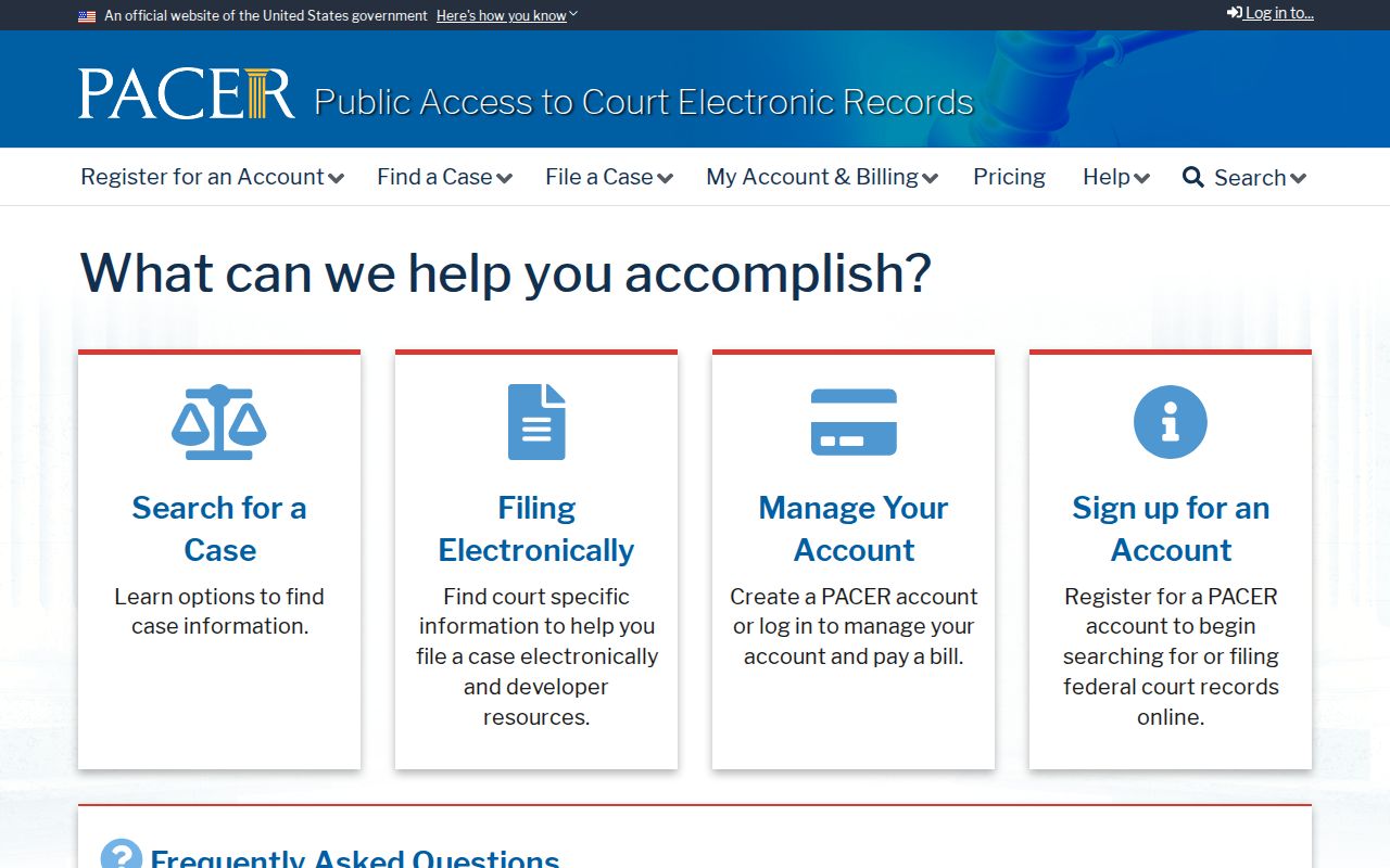 Federal docket access for District of Nebraska matters
