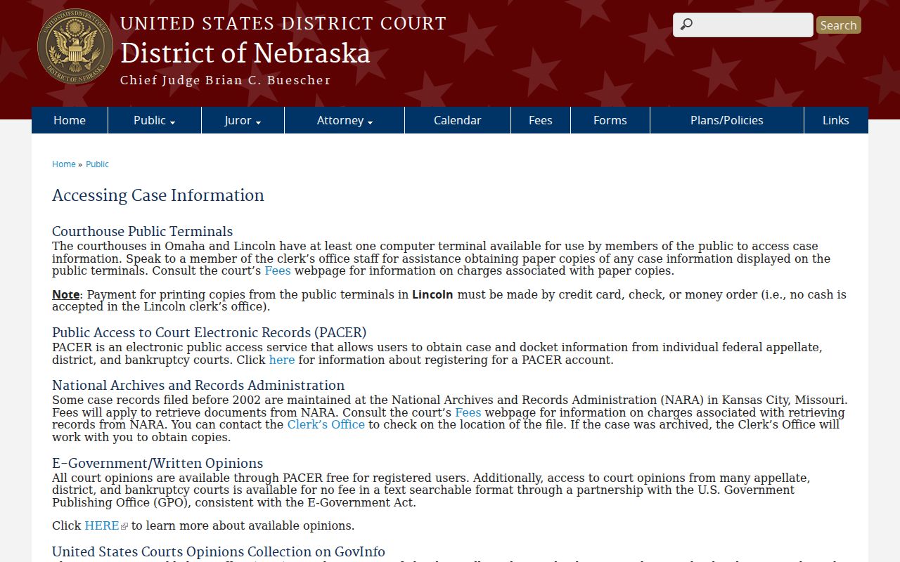 Federal courthouse terminal access information