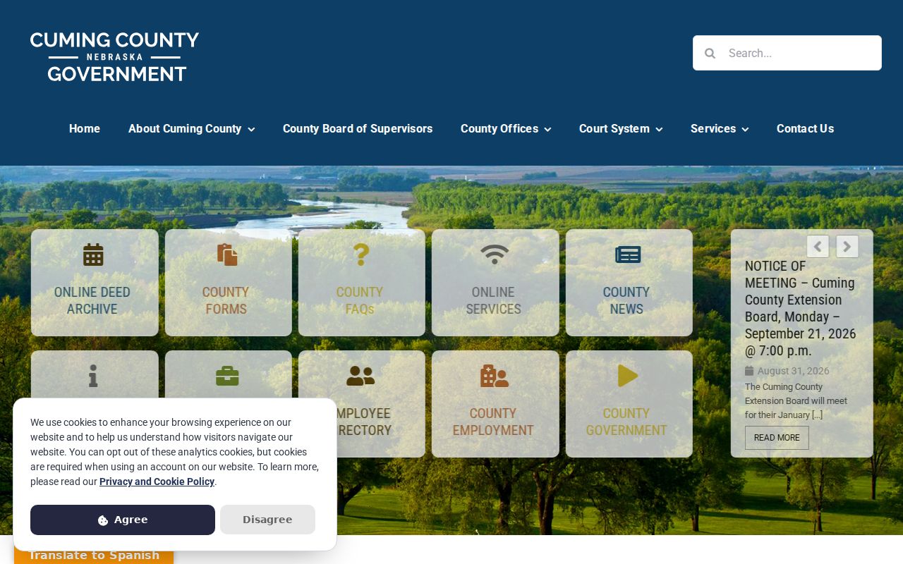 Cuming County courthouse navigation and public notices